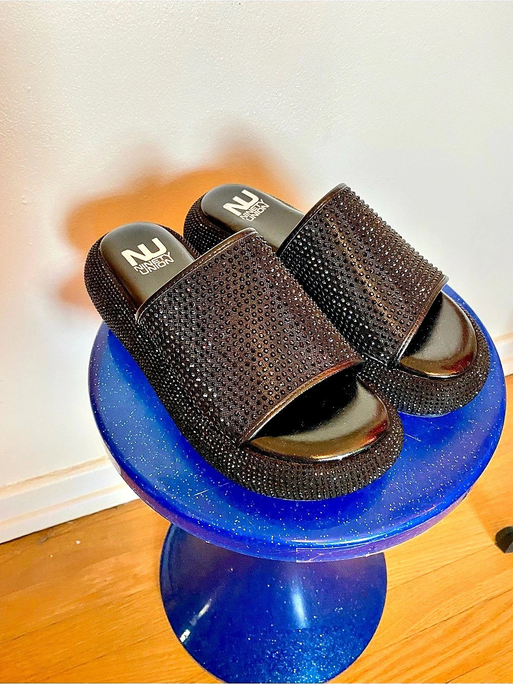 NEW! Nine West Rhinestone Platform Slides